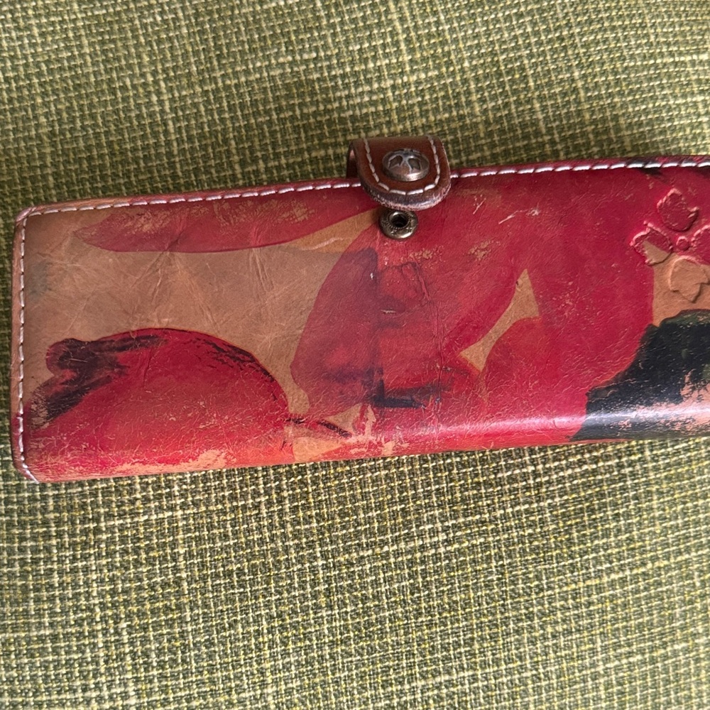 Vintage Patricia Nash Red and Brown Floral Wallet and Card Holder